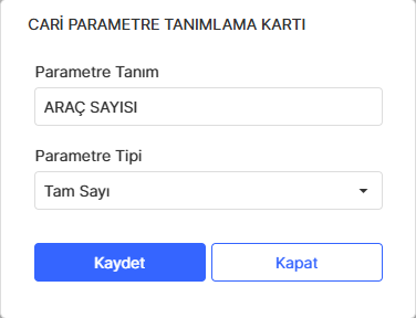 Cari Parametre Tanımlama