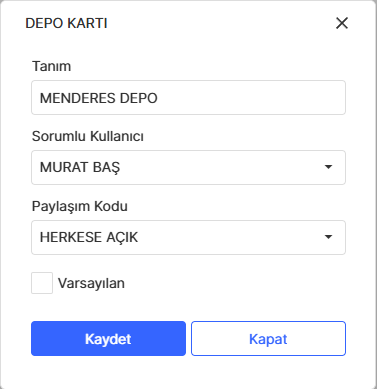 Depo Tanımlama