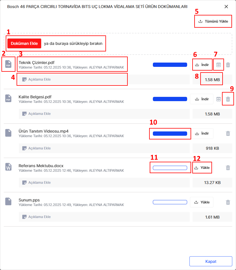 Doküman Yöneticisi Arayüzü