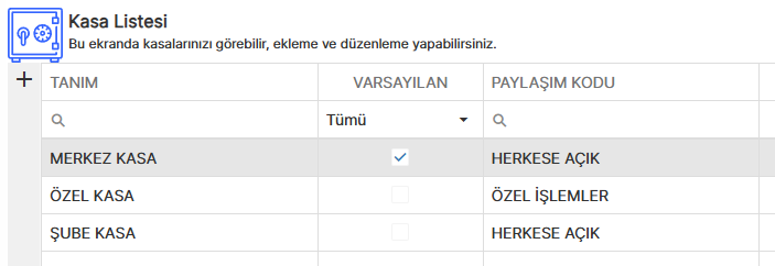 Kasa Listesi