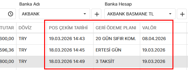 Geri Ödeme ile İlgili Alanlar