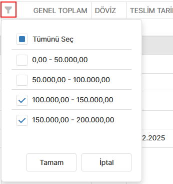 Sayısal Alanın Başlık Filtresi