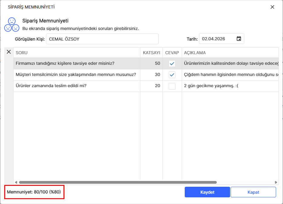 Müşteri Memnuniyeti Sorgulama