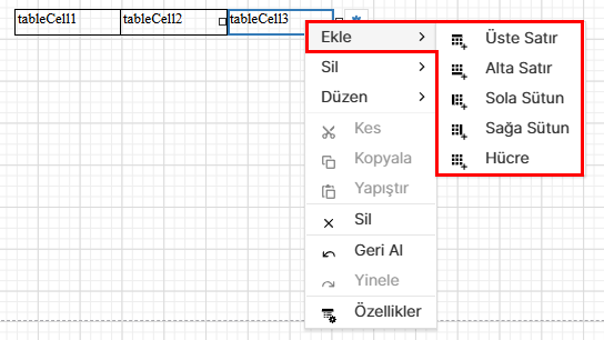 Tabloya Satır ve Sütun Ekleme