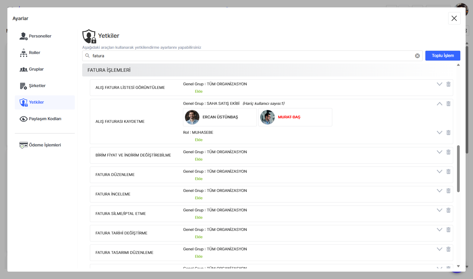 Yetkilendirme Listesi